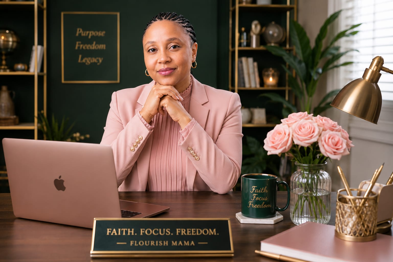 Fausta Onwudiwe at her Flourish Mama workspace